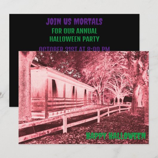 Enge rode en zwarte hut Bossen Halloween Party Kaart (Voorkant / Achterkant)