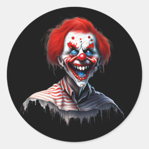 Enge rode haar lachende clown ronde sticker