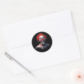 Enge rode haar lachende clown ronde sticker (Envelop)