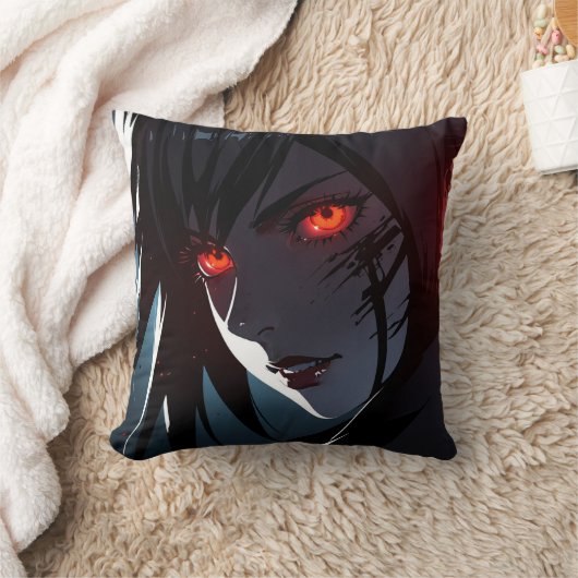 Enge rode ogen Anime Girl Kussen (Deken)