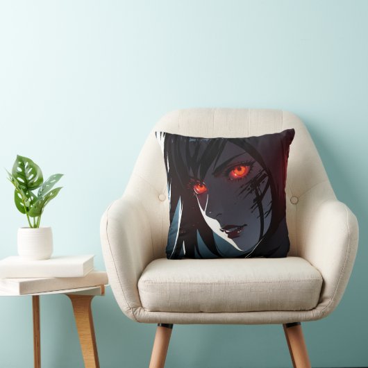 Enge rode ogen Anime Girl Kussen (Stoel)