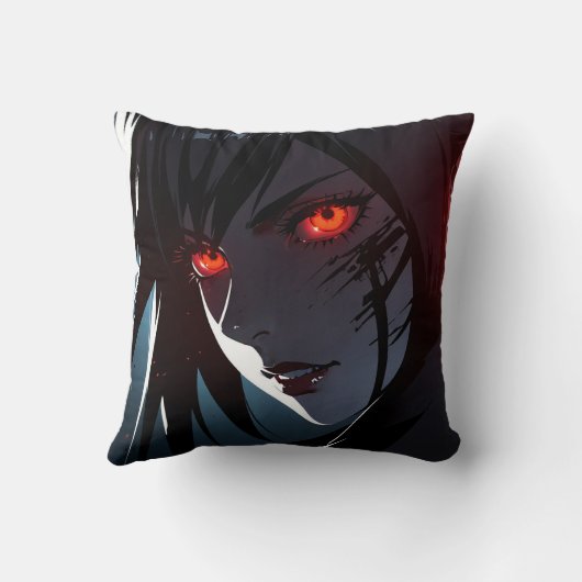 Enge rode ogen Anime Girl Kussen (Achterkant)