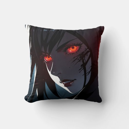 Enge rode ogen Anime Girl Kussen (Voorkant)