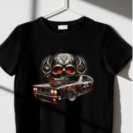enge rode Schedel met auto T-shirt