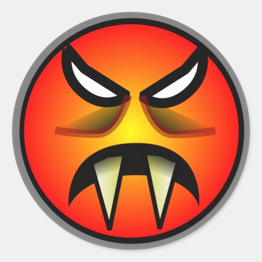 Enge Ronde & Oranje Duivelsgezicht met Knikkers Ronde Sticker (Voorkant)