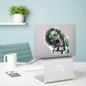 Enge Rotte Zombie Humor Sticker (Laptop op bureau)
