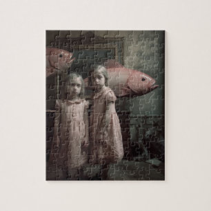Enge roze vis tweeling horror legpuzzel