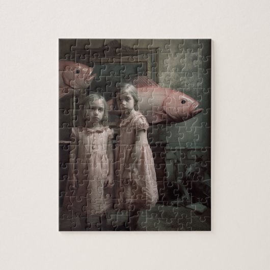 Enge roze vis tweeling horror legpuzzel (Verticaal)