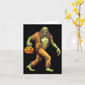 Enge Sasquatch Bigfoot Zombie Dragen Halloween Kaart (Gele Bloem)
