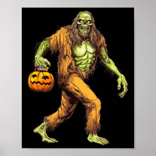 Enge Sasquatch Bigfoot Zombie Dragen Halloween Poster