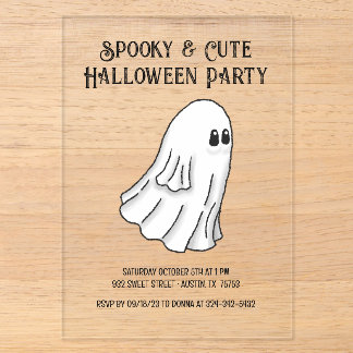 Enge & Schattige Halloween Geestenfeest Acryl Uitnodigingen