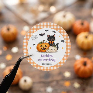 Enge Schattige Halloween Verjaardagsfeestje Ronde Sticker
