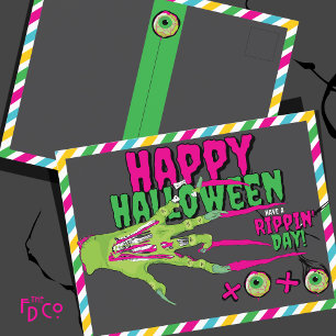 Enge Schattigee Leuke Zombie Happy Halloween XOXO! Feestdagenkaart