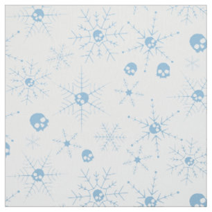 Enge schedel Creepmas Kerst Sneeuwvlokken Blauw Stof