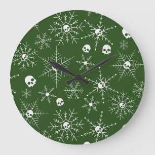 Enge schedel Creepmas Kerst Sneeuwvlokken groen Grote Klok