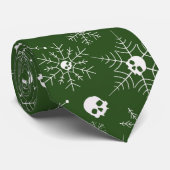 Enge schedel Creepmas Kerst Sneeuwvlokken groen Stropdas (Opgerold)