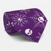 Enge schedel Creepmas Kerst Sneeuwvlokken paarse Stropdas (Opgerold)
