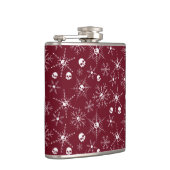 Enge schedel Creepmas Kerst Sneeuwvlokken rood Heupfles (Rechts)