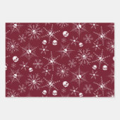 Enge schedel Creepmas Kerst Sneeuwvlokken rood Inpakpapier Vel (Voorkant)
