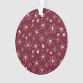 Enge schedel Creepmas Kerst Sneeuwvlokken rood Ornament (voorkant)