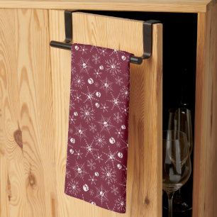Enge schedel Creepmas Kerst Sneeuwvlokken rood Theedoek