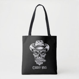 Enge schedel dodelijke Vibes Halloween Tote Bag