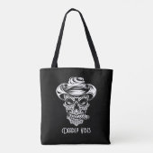 Enge schedel dodelijke Vibes Halloween Tote Bag (Achterkant)