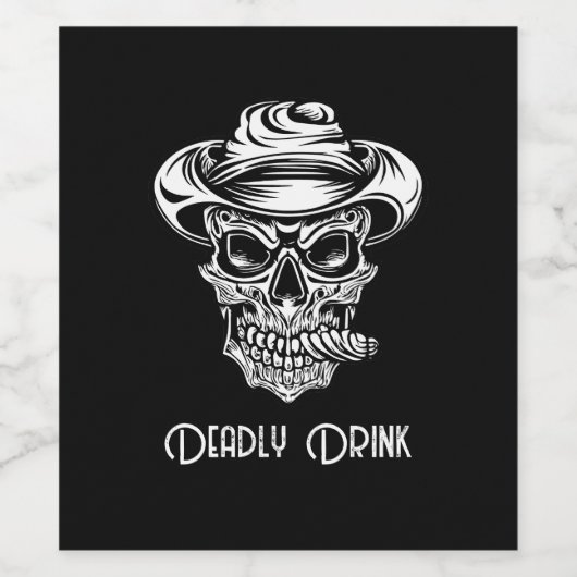 Enge schedel dodelijke Vibes Halloween Wijn Etiket (Enkel label)