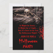 Enge Schedel en Botten Halloween Feest Kaart (Voorkant)