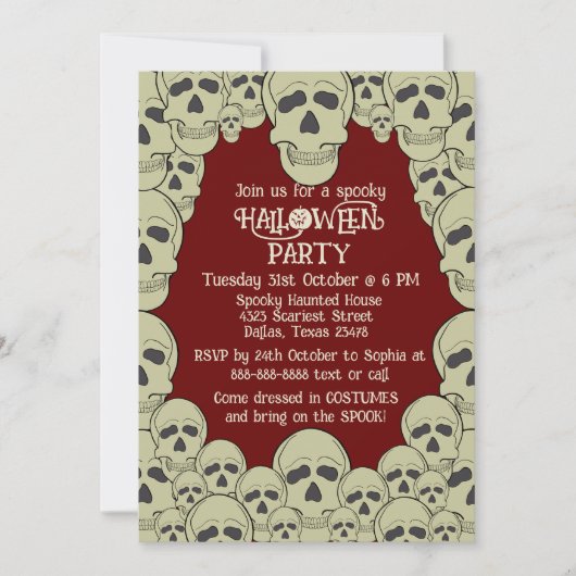  enge schedel Halloween Party Invitation Kaart (Voorkant)