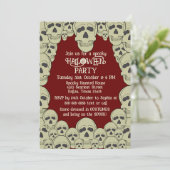  enge schedel Halloween Party Invitation Kaart (Staand voorkant)