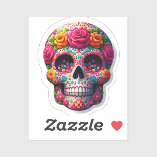 ENGE SCHEDEL MET LEVENDE BLOEMEN STICKER (Vel)