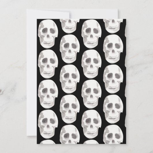 Enge Schedel Zwart & Wit Patroon|Prettig Halloween Feestdagenkaart (Voorkant)