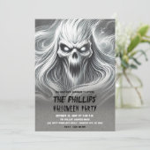 Enge Schreeuwende Geest Halloween Feest Kaart (Staand voorkant)