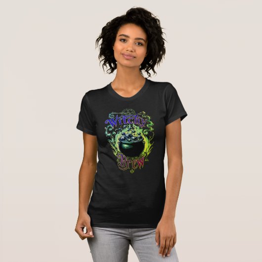 enge script heksen brouwen Halloween vrouwen T-shirt (Voorkant volledig)