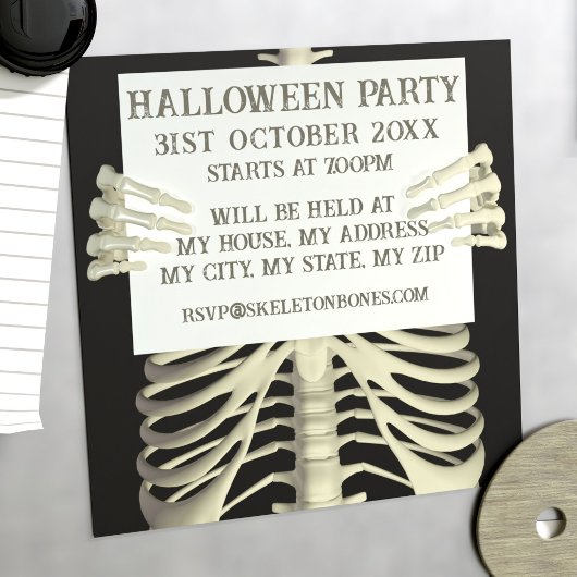 Enge Skelet Halloween Feest Magnetische Uitnodiging