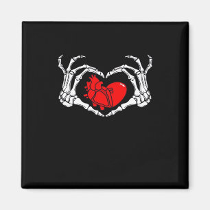 Enge skelet handen en rood hart griezelig Spooky V Magneet
