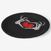 Enge skelet handen en rood hart griezelig Spooky V Papieren Bordje (Gekanteld)