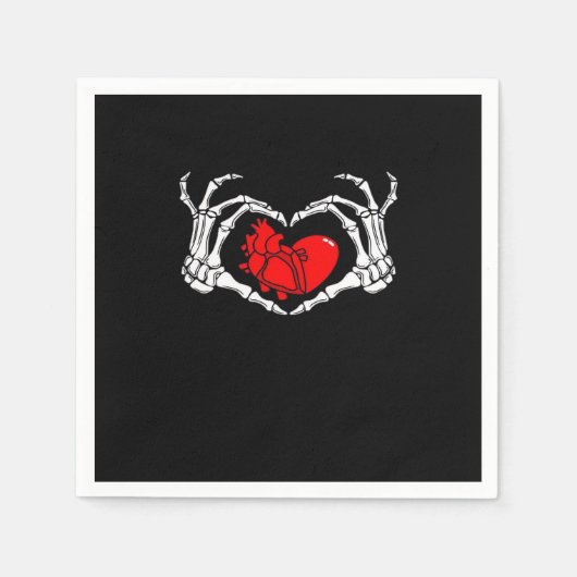 Enge skelet handen en rood hart griezelig Spooky V Servet (Voorkant)