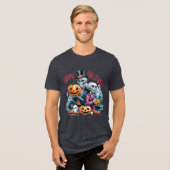 Enge Skelet pret en Leuke Halloween Tri-Blend Shirt (Voorkant volledig)