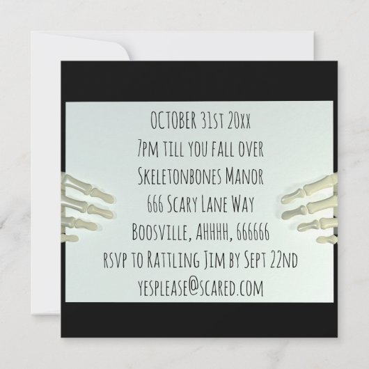 Enge Skelet Spooky Halloween Party Uitnodiging (Achterkant)