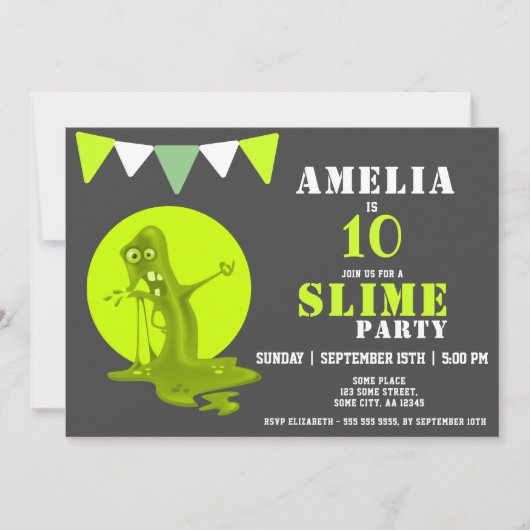 Enge slijm monster groene slijm verjaardagsfeestje kaart (Voorkant)
