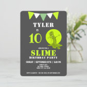 Enge slijm monster groene slijm verjaardagsfeestje kaart (Staand voorkant)