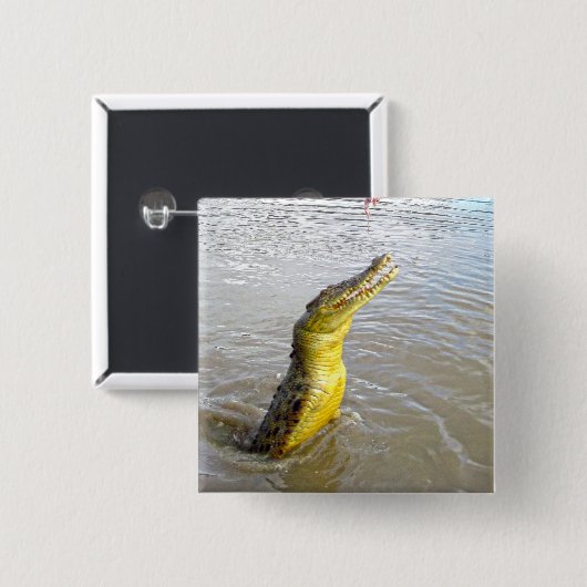 Enge Snappers: De Sprong van de Krokodil, Vierkante Button 5,1 Cm (Voorkant /achterkant)
