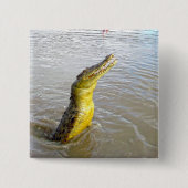 Enge Snappers: De Sprong van de Krokodil, Vierkante Button 5,1 Cm (Voorkant)
