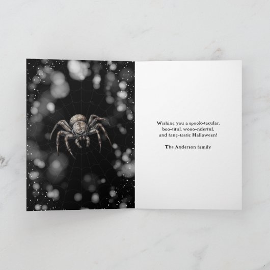 Enge Spider Cobweb Happy Halloween Kaart (Binnen)