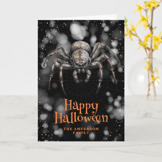 Enge Spider Cobweb Happy Halloween Kaart (Gele Bloem)