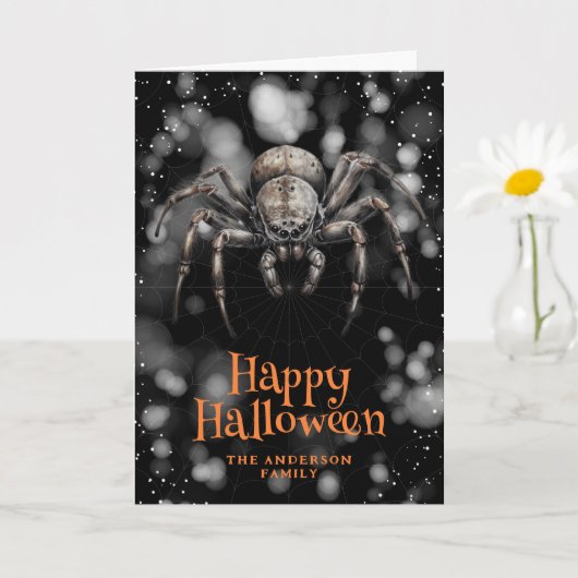 Enge Spider Cobweb Happy Halloween Kaart (Kleine Plant)