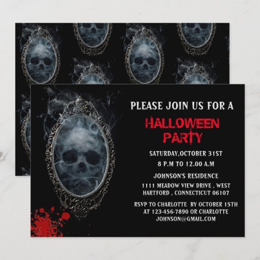 Enge Spiegeldemon Halloween-feest Kaart (Voorkant / Achterkant)