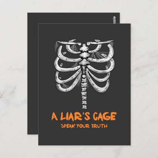 Enge spinnenweb menselijke ribbenkast Halloween Briefkaart (Voorkant / Achterkant)